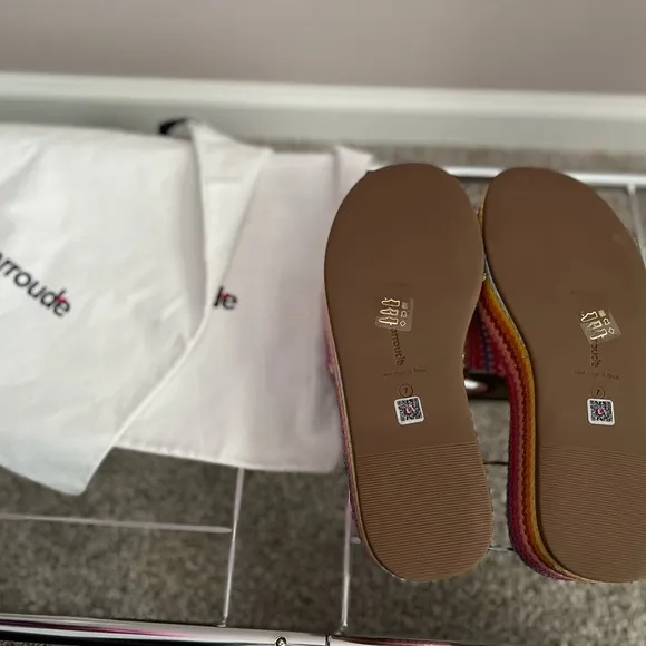 Larroude Rainbow Striped Sandals Vibrant Slip-On Comfort