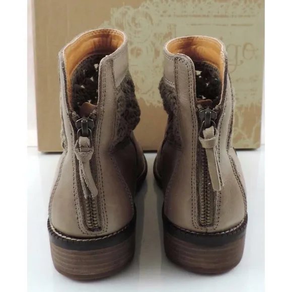 Latigo Carly Crochet Booties Ankle Boots Leather Mushroom Size 7.5