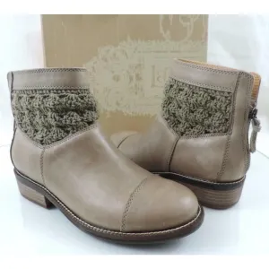 Latigo Carly Crochet Booties Ankle Boots Leather Mushroom Size 7.5