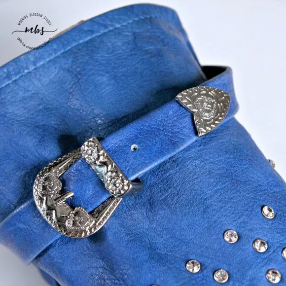 LdiR L'Artigiano di Riccione Leather Rhinestone Studded Buckles Moccasin Boots