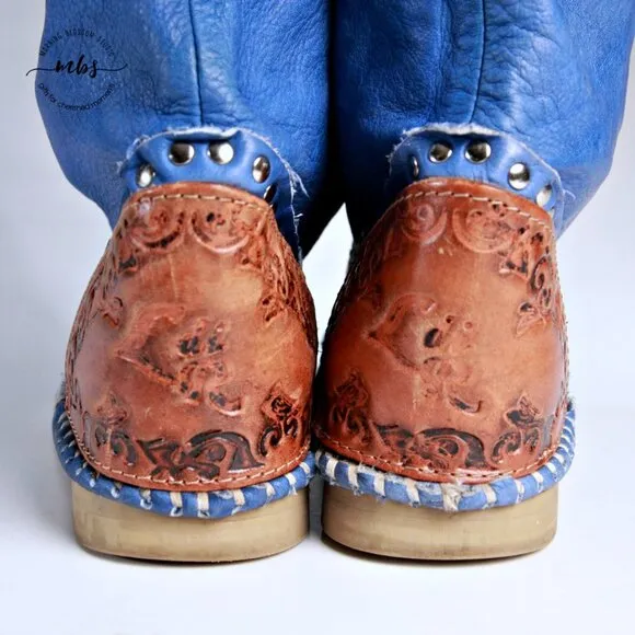 LdiR L'Artigiano di Riccione Leather Rhinestone Studded Buckles Moccasin Boots