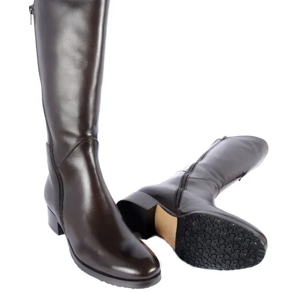 Le Pepe Napa Brn Mid Calf Boots with Shearling Fur