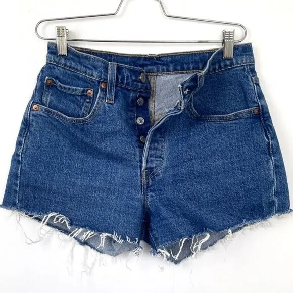 Levi's 501 High waisted cut out raw hem denim Shorts size 26