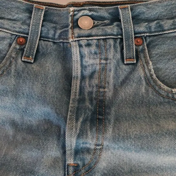 LEVI'S 501 Original Shorts Denim Luxor Heat Blue Cut Off High Waist 25 NWOT $70