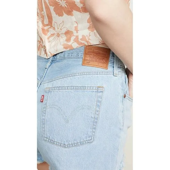 LEVI'S 501 Original Shorts Denim Luxor Heat Blue Cut Off High Waist 25 NWOT $70