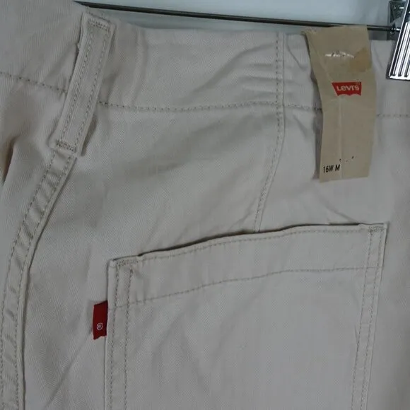 Levi's Straight Leg Pants Women's Plus Size 16W Beige Stretch Denim