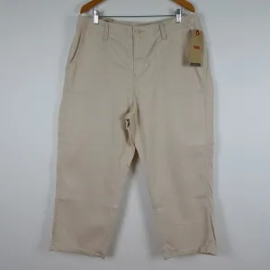 Levi's Straight Leg Pants Women's Plus Size 16W Beige Stretch Denim