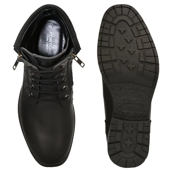 LIBERTYZENO Men's Black  Lace-Up Casual Boots
