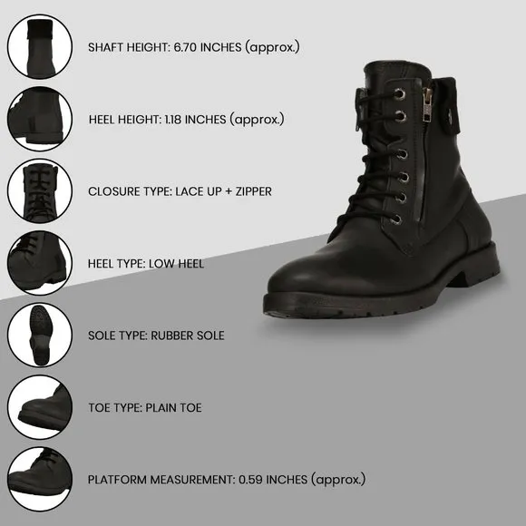 LIBERTYZENO Men's Black  Lace-Up Casual Boots