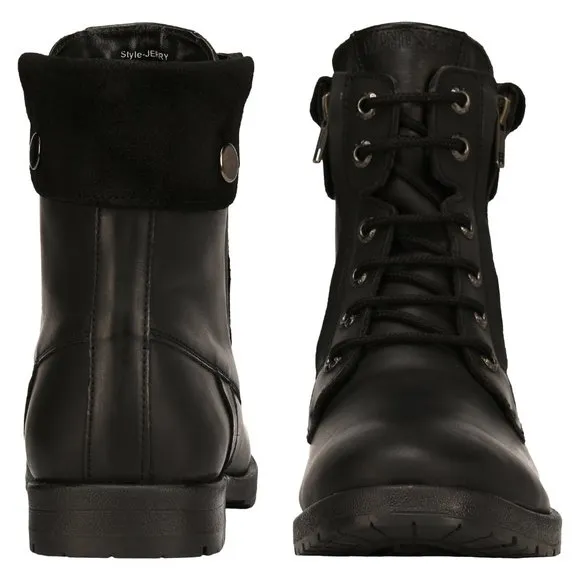 LIBERTYZENO Men's Black  Lace-Up Casual Boots