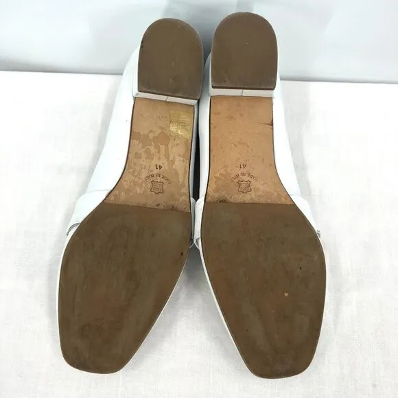 L'idea by Lori White Leather Heeled Loafers Women's Size 41 US 9.5 Horse Bit
