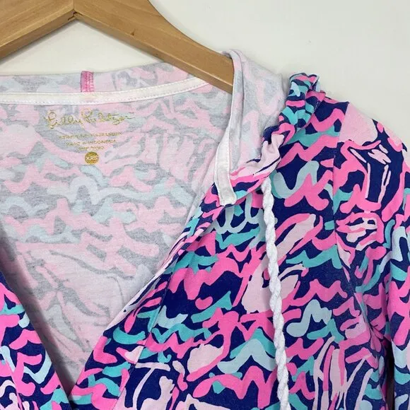 Lilly Pulitzer Rylie Hooded Cover-Up | XXS | Lobstah Roll Print