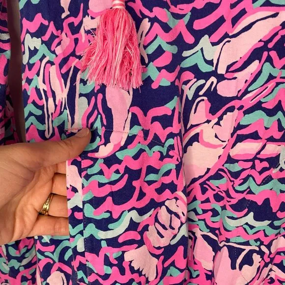 Lilly Pulitzer Rylie Hooded Cover-Up | XXS | Lobstah Roll Print