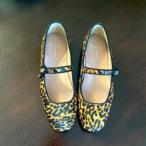 Linea Paolo Marley Leopard Print Genuine Calf Hair Ballet Flat Sz 7
