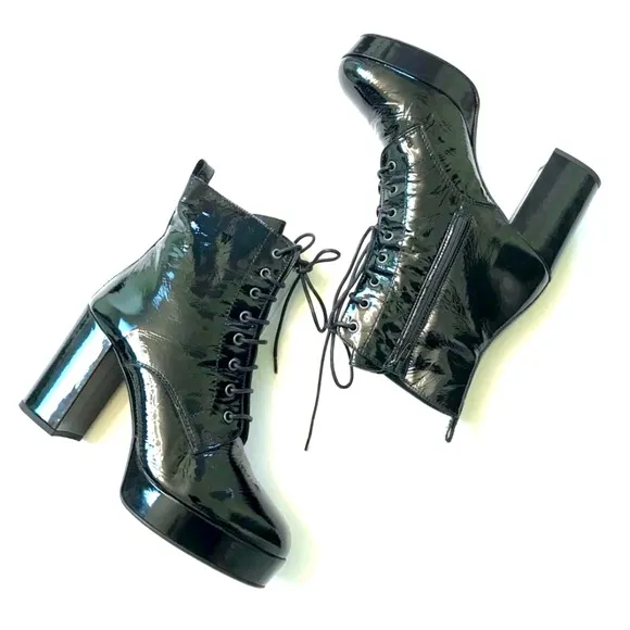 L’intervalle patent leather ankle boots Y2K whimsygoth gothic lace-up platform 9