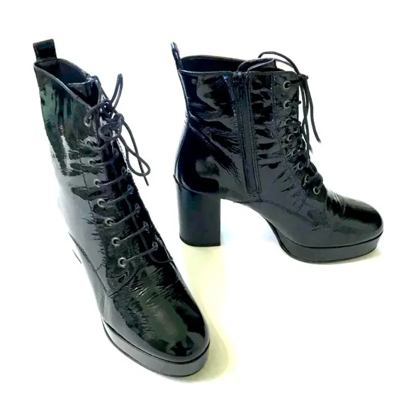L’intervalle patent leather ankle boots Y2K whimsygoth gothic lace-up platform 9