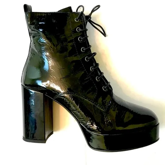 L’intervalle patent leather ankle boots Y2K whimsygoth gothic lace-up platform 9