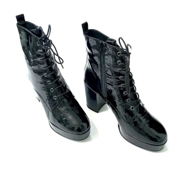 L’intervalle patent leather ankle boots Y2K whimsygoth gothic lace-up platform 9