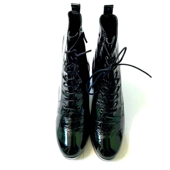 L’intervalle patent leather ankle boots Y2K whimsygoth gothic lace-up platform 9