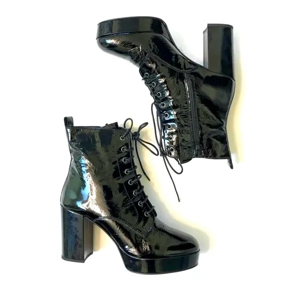 L’intervalle patent leather ankle boots Y2K whimsygoth gothic lace-up platform 9
