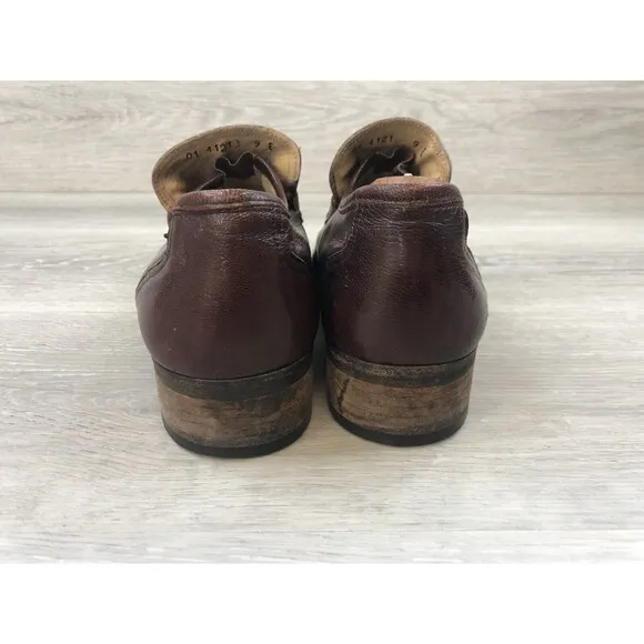 Lorenzo Banfi Men's Brown Leather Horse Bit Loafers Size 9E Made In Italy