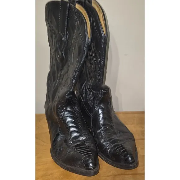 Los Altos Men's Ostrich Cowboy Western Boots Black 11.5 EE Handmade Mexico