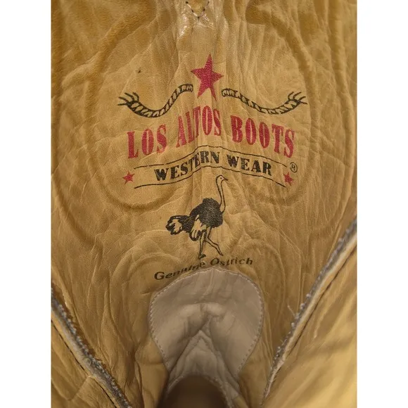 Los Altos Men's Ostrich Cowboy Western Boots Black 11.5 EE Handmade Mexico
