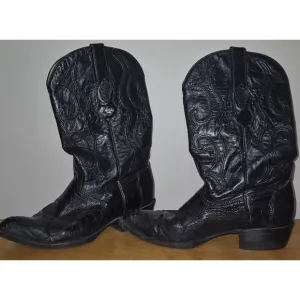 Los Altos Men's Ostrich Cowboy Western Boots Black 11.5 EE Handmade Mexico