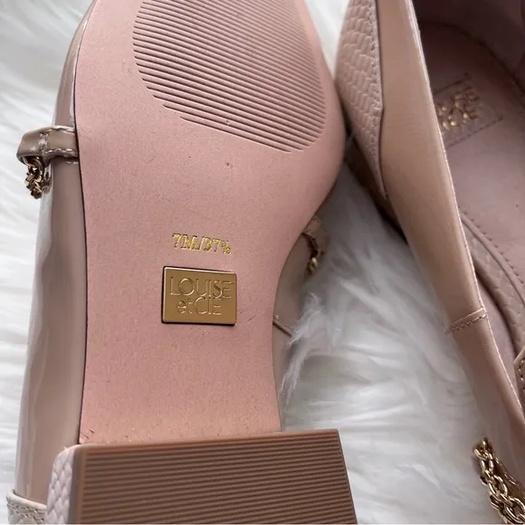 Louise et Cie | NWOT Nude Patent Leather Scales Chain Accent Everland Loafers