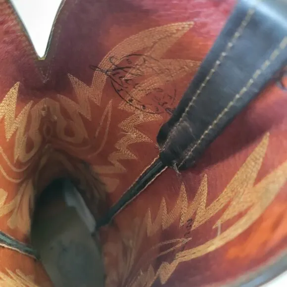 Lucchese 1883 Savannah Boots 7 B Women's N4554 Mad Dog Goat Leather Snip Toe