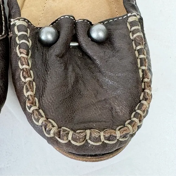 Lucchese Spirit Brown Sz 7 Leather Moccasins Loafers Flat Shoes Cowgirl Western
