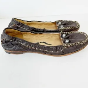 Lucchese Spirit Brown Sz 7 Leather Moccasins Loafers Flat Shoes Cowgirl Western