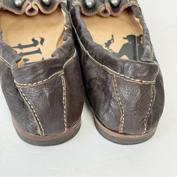 Lucchese Spirit Brown Sz 7 Leather Moccasins Loafers Flat Shoes Cowgirl Western