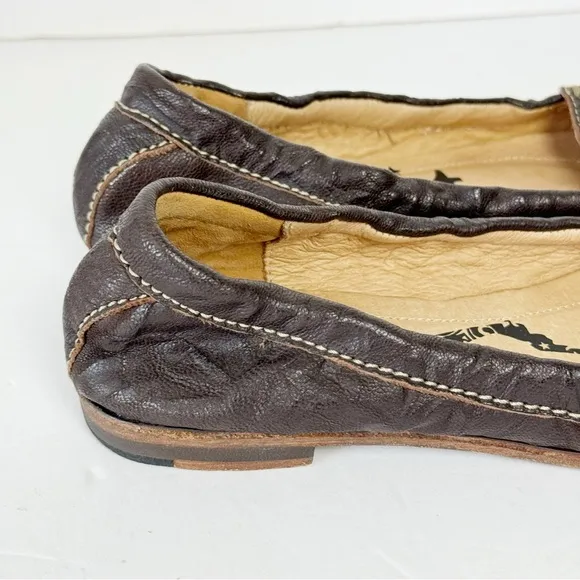 Lucchese Spirit Brown Sz 7 Leather Moccasins Loafers Flat Shoes Cowgirl Western