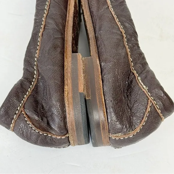 Lucchese Spirit Brown Sz 7 Leather Moccasins Loafers Flat Shoes Cowgirl Western