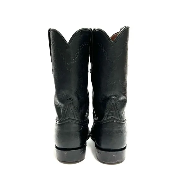 LUCCHESE | Vintage 1990s women’s black leather super soft roper boots