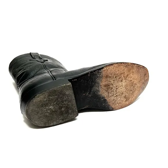 LUCCHESE | Vintage 1990s women’s black leather super soft roper boots