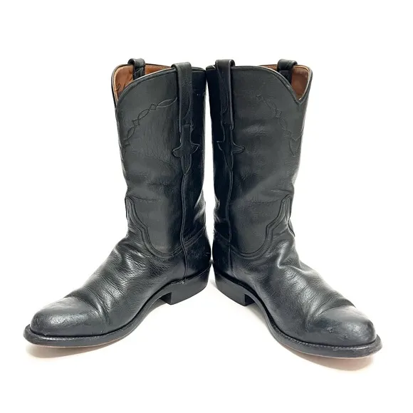 LUCCHESE | Vintage 1990s women’s black leather super soft roper boots