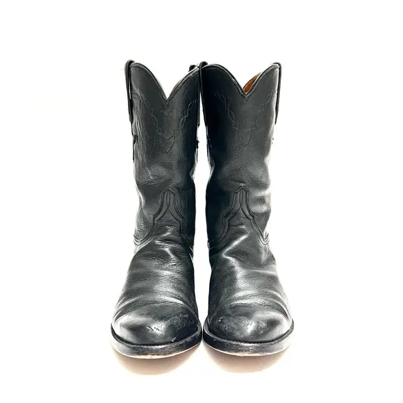 LUCCHESE | Vintage 1990s women’s black leather super soft roper boots
