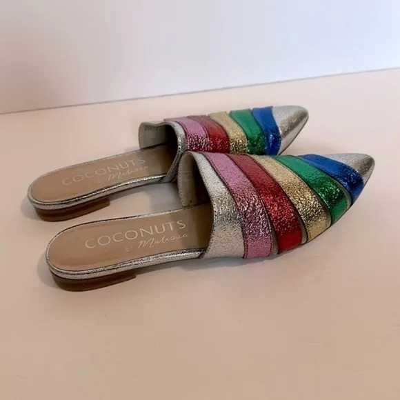 Lulu’s Wild One Rainbow Pointed Toe Mules size 8.5