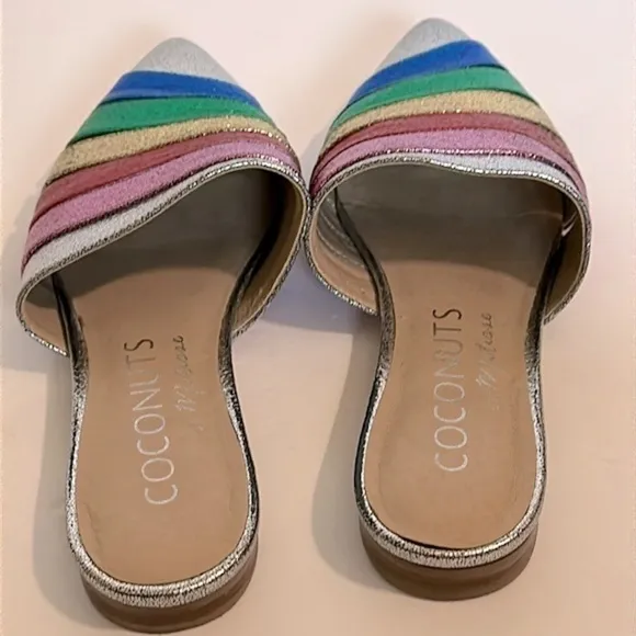 Lulu’s Wild One Rainbow Pointed Toe Mules size 8.5