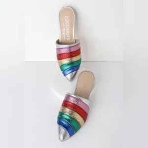 Lulu’s Wild One Rainbow Pointed Toe Mules size 8.5
