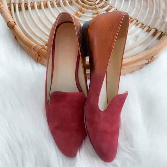 M. Gemi Petalo Loafers Flats Maroon Chianti Suede Metallic Suede Skip-on 37.5