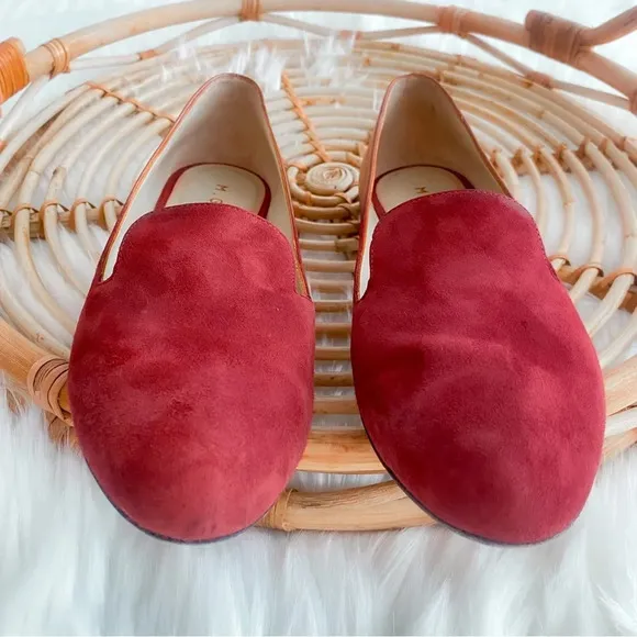 M. Gemi Petalo Loafers Flats Maroon Chianti Suede Metallic Suede Skip-on 37.5