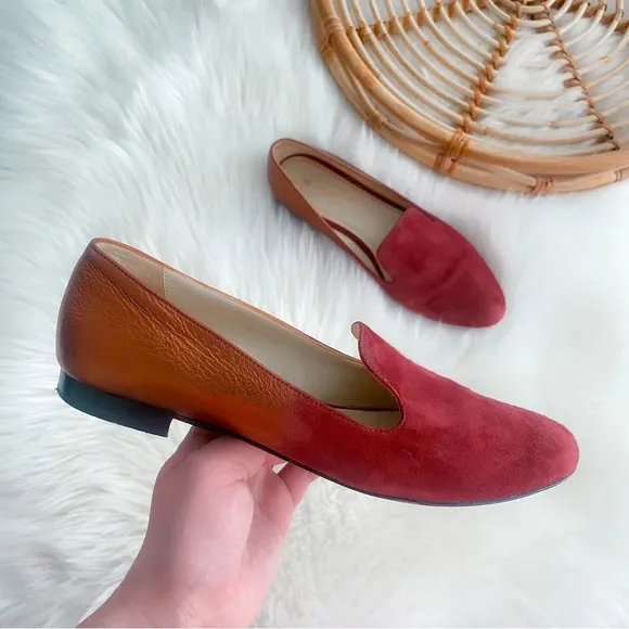 M. Gemi Petalo Loafers Flats Maroon Chianti Suede Metallic Suede Skip-on 37.5