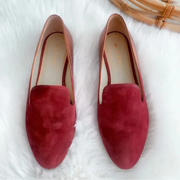 M. Gemi Petalo Loafers Flats Maroon Chianti Suede Metallic Suede Skip-on 37.5