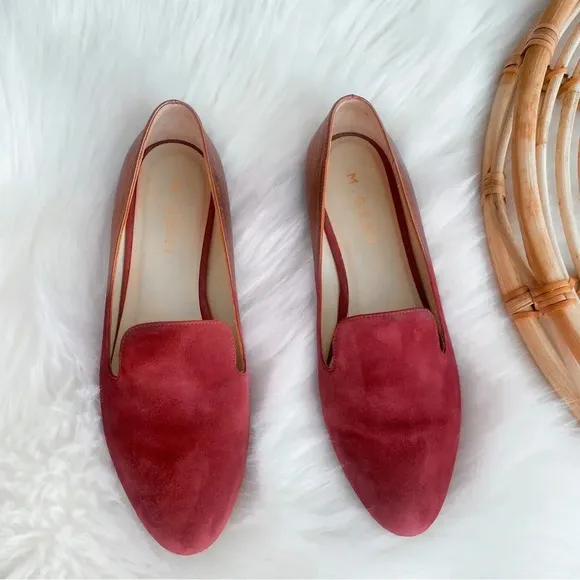 M. Gemi Petalo Loafers Flats Maroon Chianti Suede Metallic Suede Skip-on 37.5