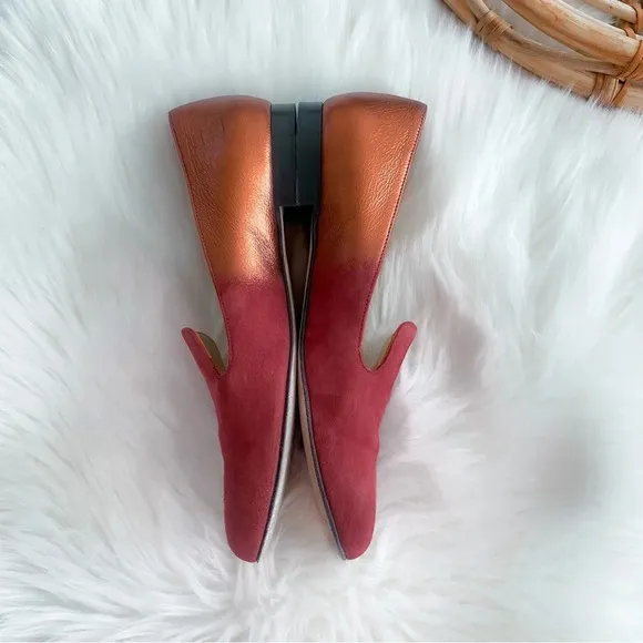 M. Gemi Petalo Loafers Flats Maroon Chianti Suede Metallic Suede Skip-on 37.5