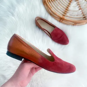 M. Gemi Petalo Loafers Flats Maroon Chianti Suede Metallic Suede Skip-on 37.5