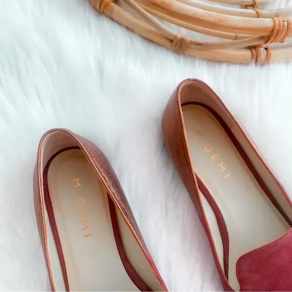 M. Gemi Petalo Loafers Flats Maroon Chianti Suede Metallic Suede Skip-on 37.5